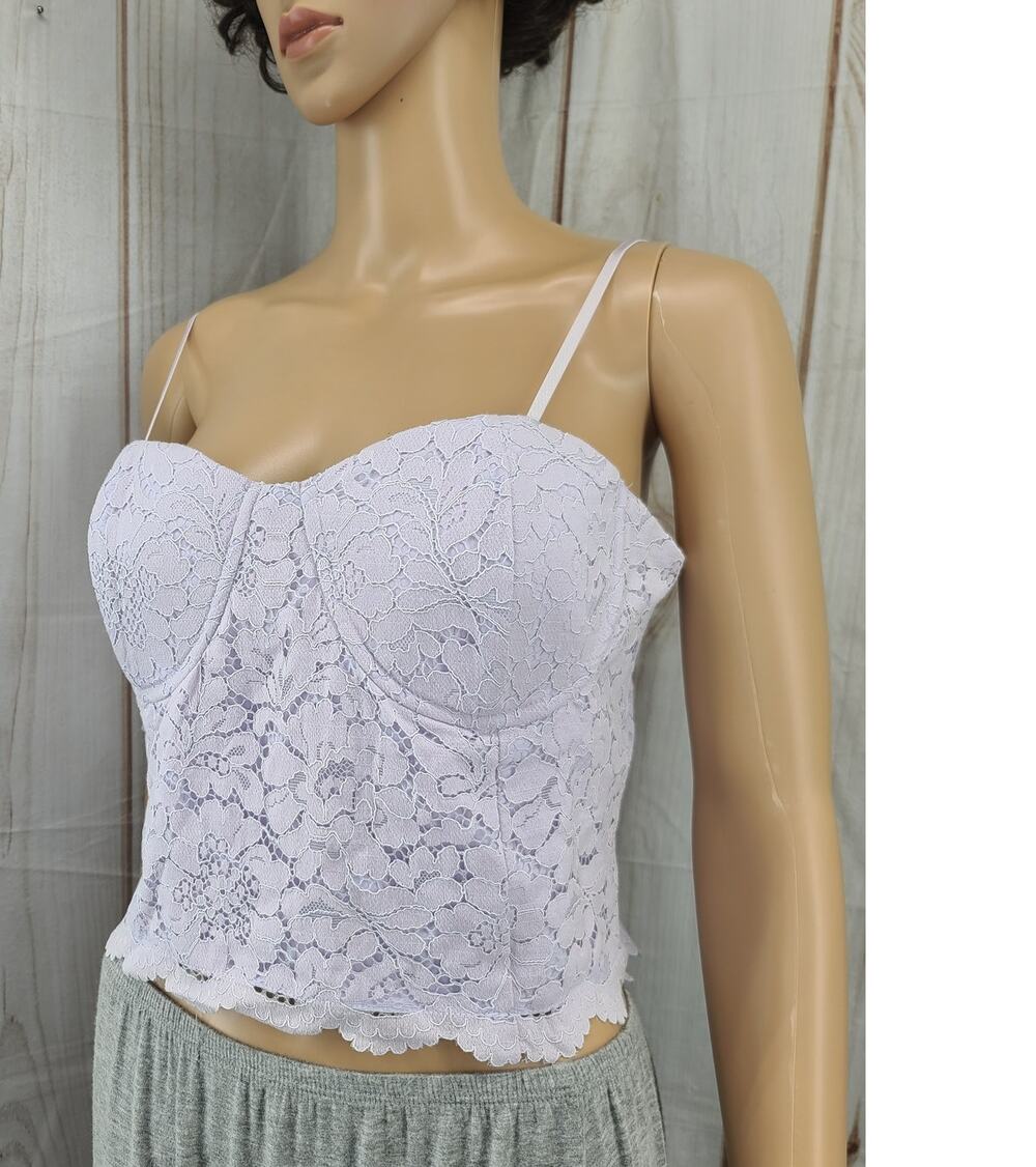 NWT Audrey Parks Francesca Women L Lavender Lace Corset Bustier Top Bra